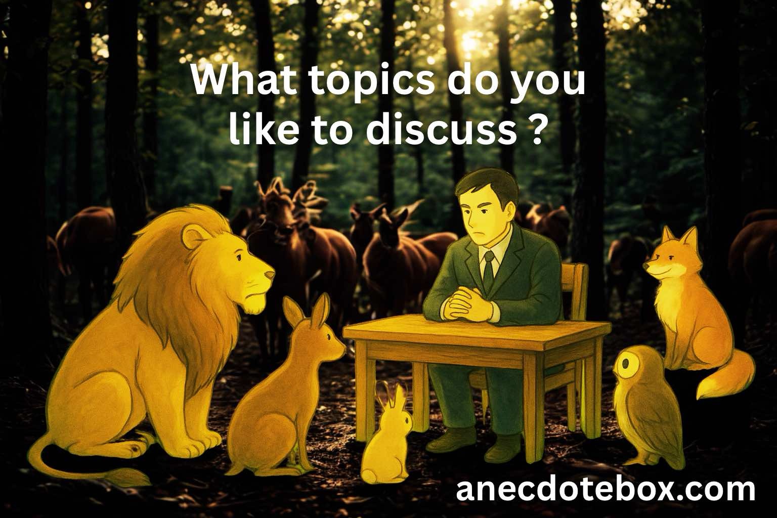 Today’s prompt: What topics do you like to discuss?